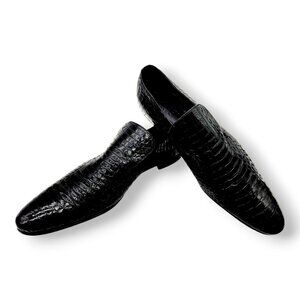 GUCCI Genuine Python Skin Men's Black Leather Shoes - EU Size 43.5
